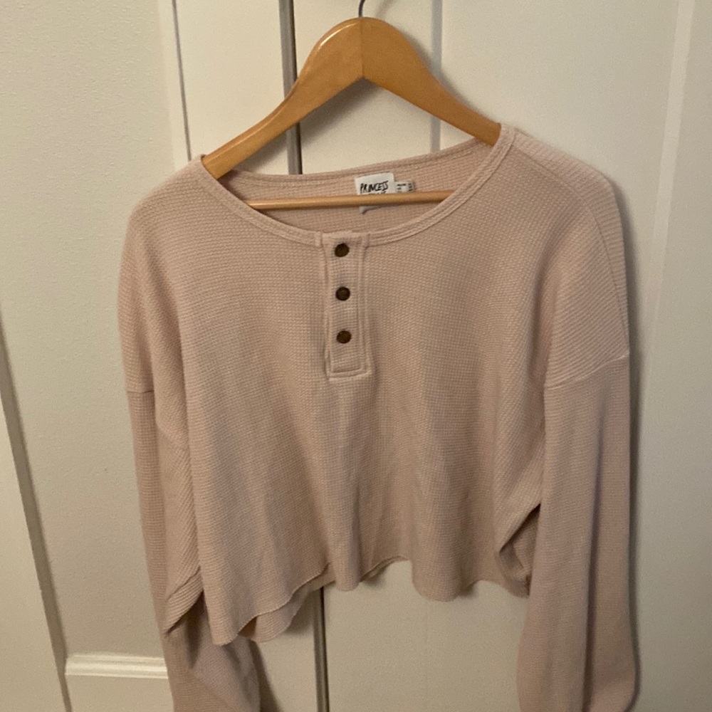 Oatmeal Waffle Knit Cropped Tee